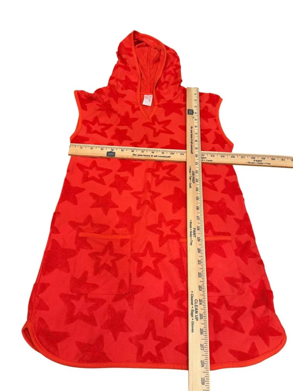 Cat & Jack Girls Cover Up XL 14 Red Star‎ Terry Hooded Swim Beach Dress